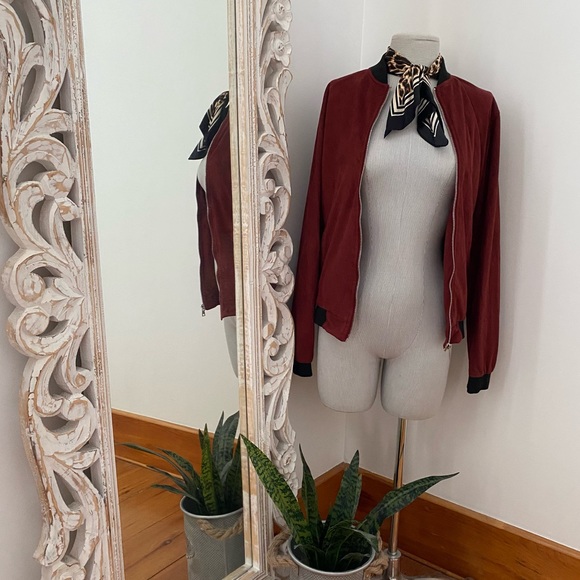 Burgundy Bomber Jacket - Picture 2 of 6
